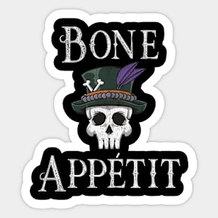 New Orleans Theme Voodoo Skull Bone Appetit Pun Sticker